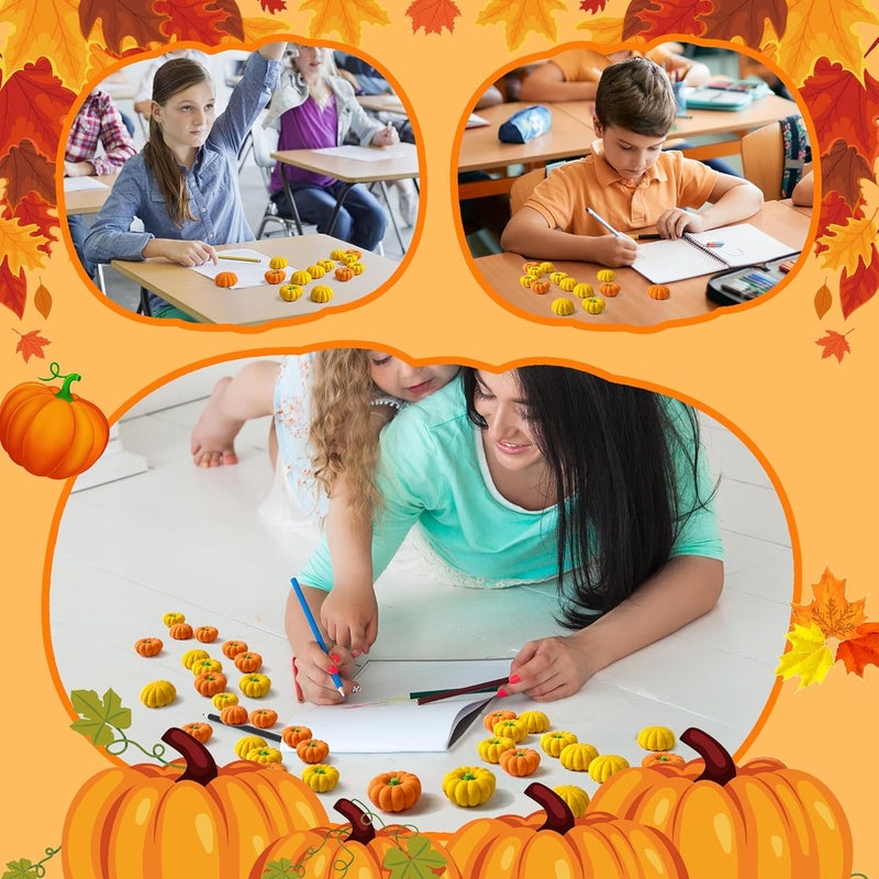 Kaemi 30 Pcs Halloween Pumpkin Erasers for Kids Fall Pencil Erasers Bulk Novelty 3D Fun Erasers Treasure Box Toys for Classroom Prizes Thanksgiving Party Favors - Image 5